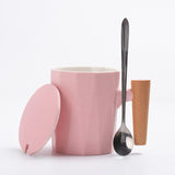 coffee mugs with wood handles modern cute office pink couple mug ceramic cup with lid tazas de ceramica creativas coffe tumbler