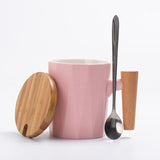 coffee mugs with wood handles modern cute office pink couple mug ceramic cup with lid tazas de ceramica creativas coffe tumbler