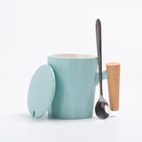 coffee mugs with wood handles modern cute office pink couple mug ceramic cup with lid tazas de ceramica creativas coffe tumbler