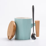 coffee mugs with wood handles modern cute office pink couple mug ceramic cup with lid tazas de ceramica creativas coffe tumbler