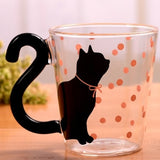 New 300ML Cute Glass Mug With Musical Note Cats Lovely Handle Milk Coffe Mug Kitchen Water Bottle Kettle Love Couples