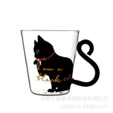 New 300ML Cute Glass Mug With Musical Note Cats Lovely Handle Milk Coffe Mug Kitchen Water Bottle Kettle Love Couples